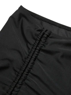 Discount Retro Stage [Plus Size] & White 1960s Geometric Lace-Up Swimsuit Black