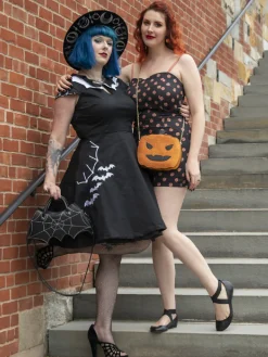 New Retro Stage [Plus Size] 1950s Bat Swing Dress Black