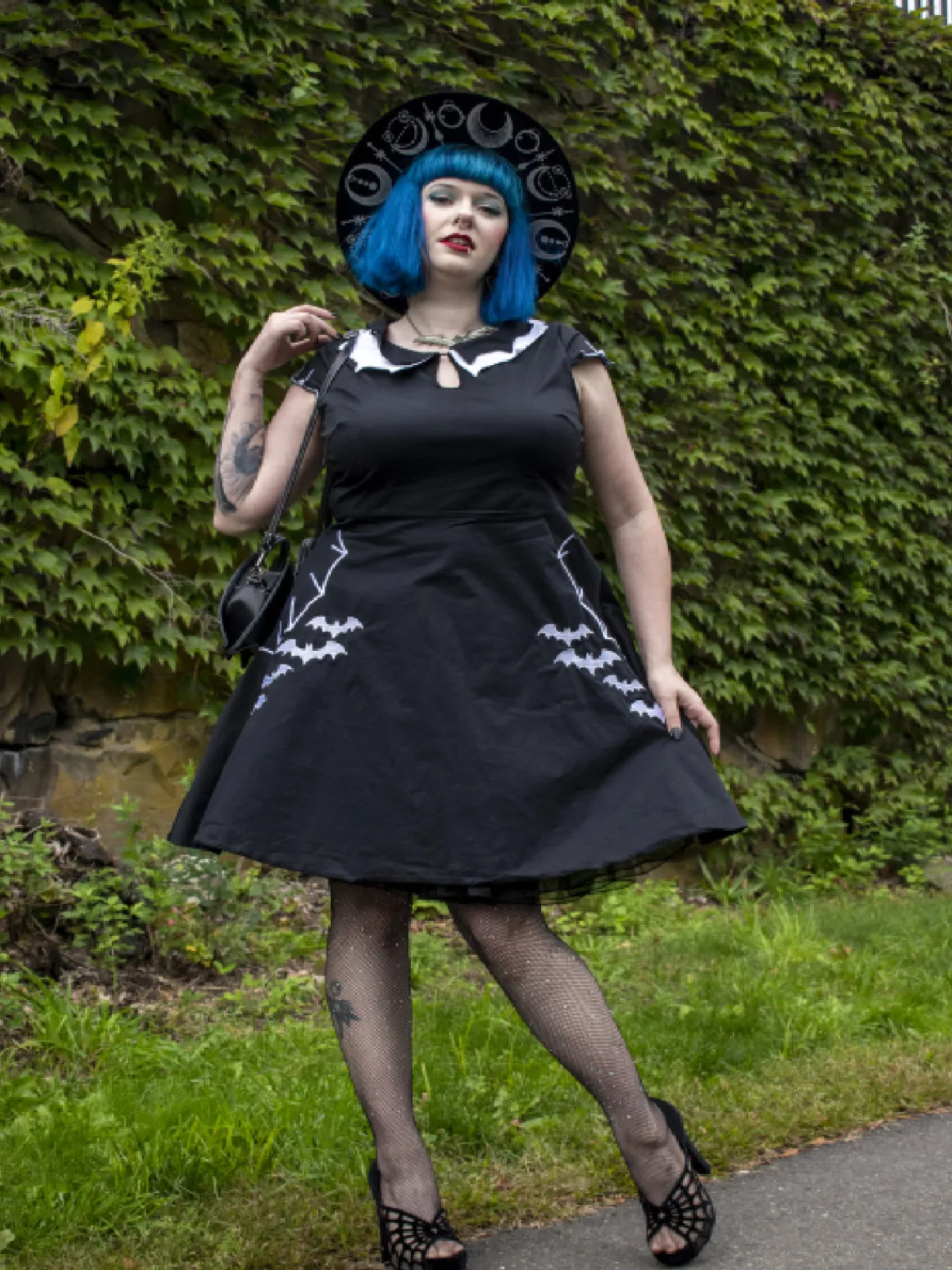 New Retro Stage [Plus Size] 1950s Bat Swing Dress Black