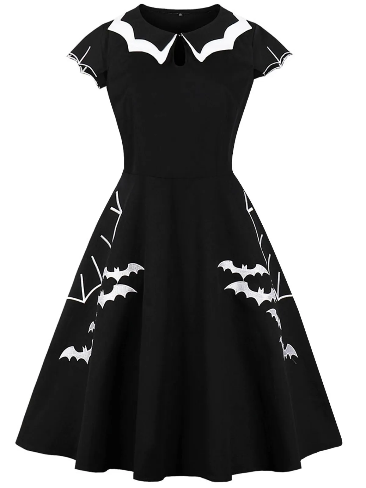 New Retro Stage [Plus Size] 1950s Bat Swing Dress Black