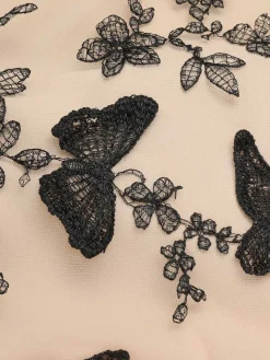 Online Retro Stage [Plus Size] 1950s Butterfly Patchwork Vintage Dress Black
