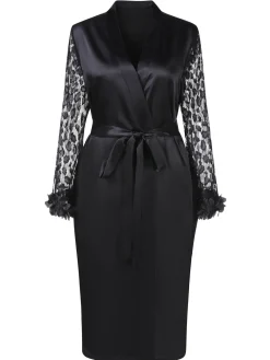 Hot Retro Stage [Plus Size] 1950s Lace Belted Nightgowns Black