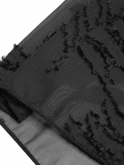 Sale Retro Stage [Plus Size] 1950s Leaves Mesh Cover-up Black