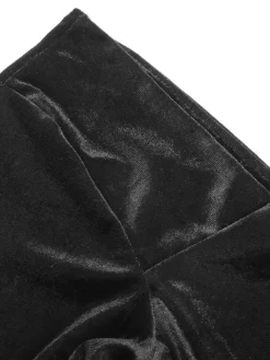 Clearance Retro Stage [Plus Size] 1940s Solid Square Neck Velvet Dress Black