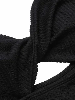 Outlet Retro Stage [Plus Size] Black 1960s Spaghetti Strap Twist Swimsuit
