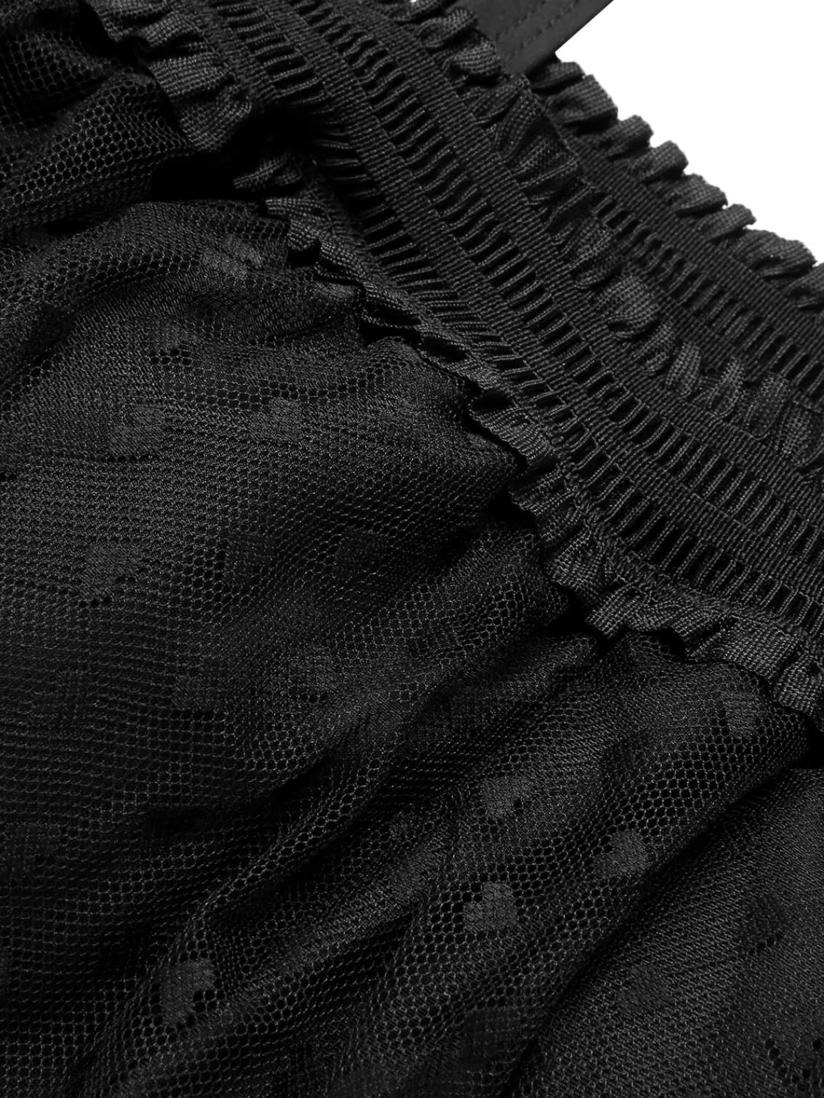 Clearance Retro Stage [Plus Size] 1950s Strap Mesh Swimsuit Black