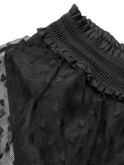 Clearance Retro Stage [Plus Size] 1950s Strap Mesh Swimsuit Black