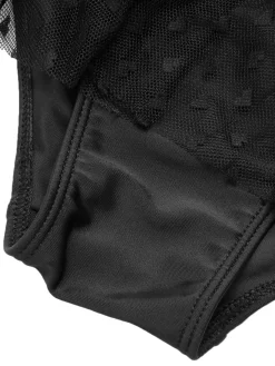 Clearance Retro Stage [Plus Size] 1950s Strap Mesh Swimsuit Black