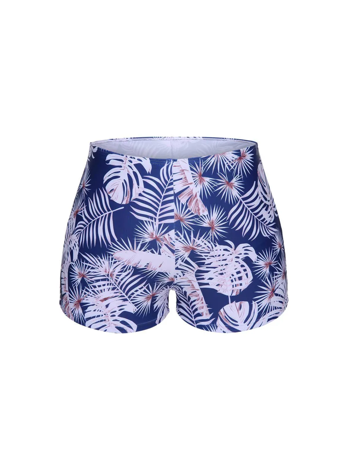 Online Retro Stage [Plus Size] 1950s Leaves Spaghetti Strap Swimsuit Blue