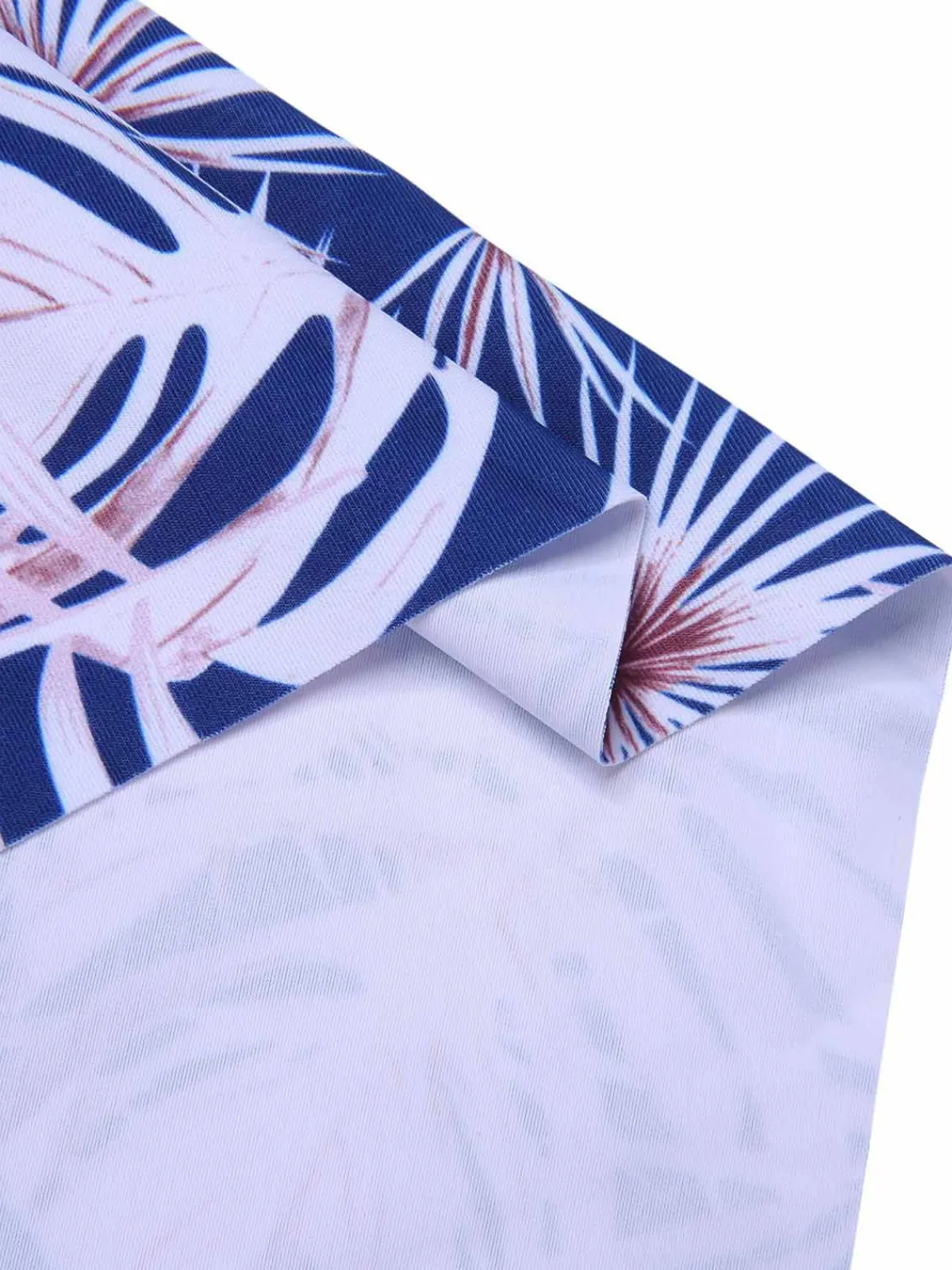 Online Retro Stage [Plus Size] 1950s Leaves Spaghetti Strap Swimsuit Blue