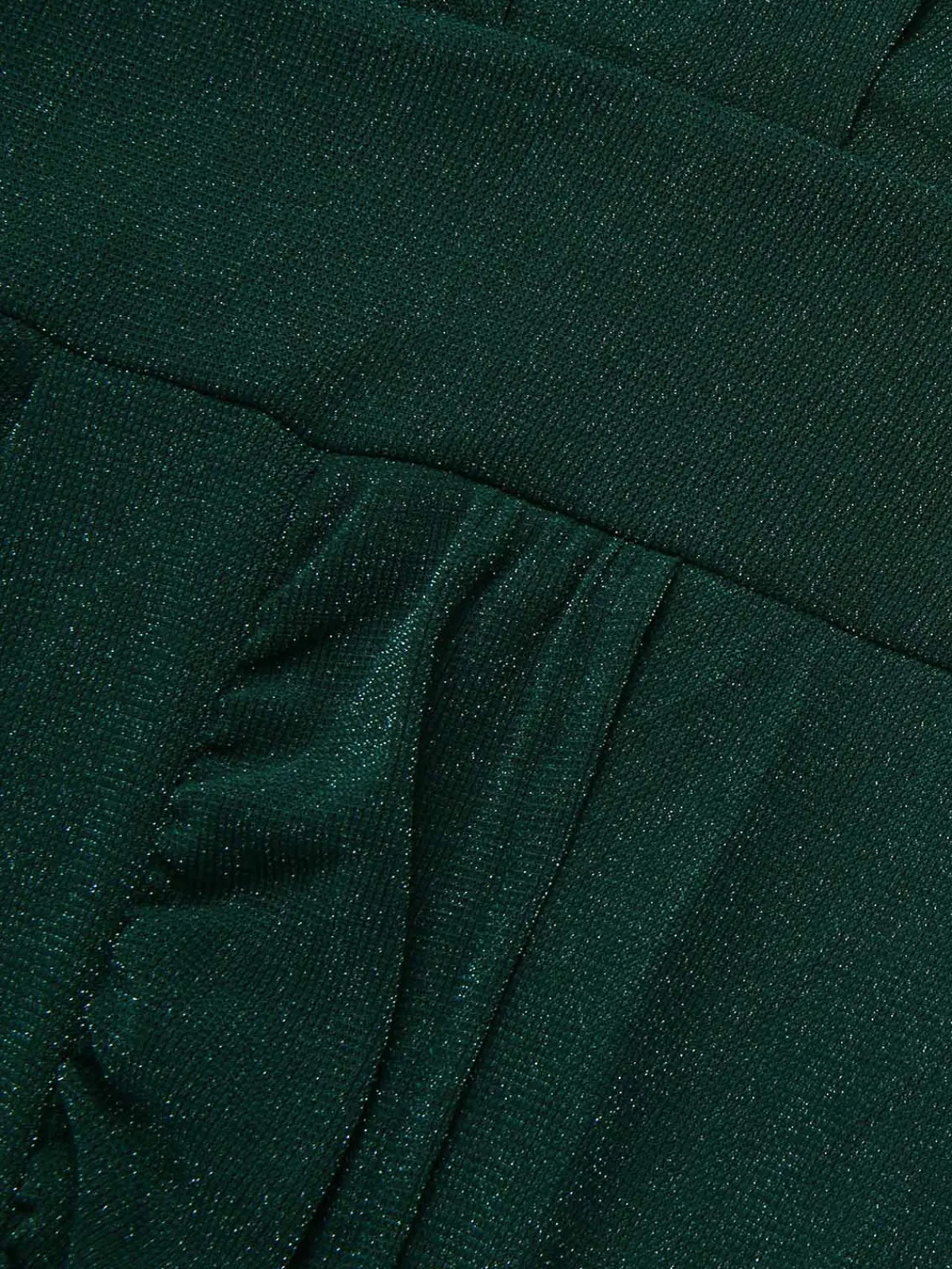 New Retro Stage [Plus Size] 1940s V-Neck Ruffles Solid Dress Dark Green