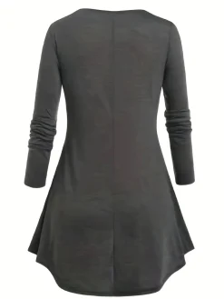 Discount Retro Stage [Plus Size] 1940s Plaid Patchwork Tunic Top Gray
