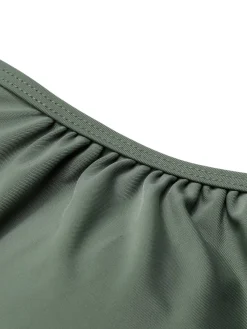 New Retro Stage [Plus Size] 1930s Halter Strappy Tankini Swimsuit Green Grey