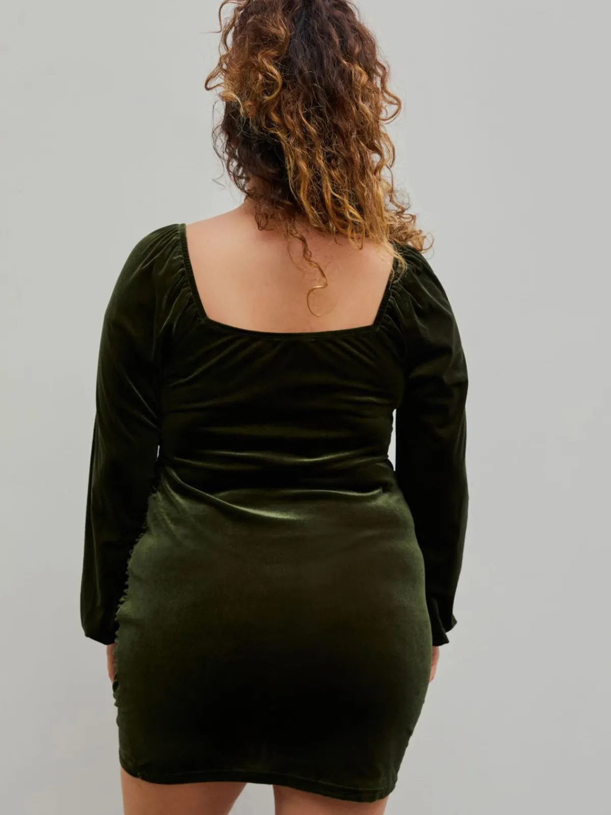 Discount Retro Stage [Plus Size] 1960s Solid Sweetheart Wrap Dress Green