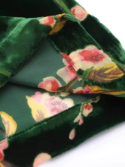 New Retro Stage [Plus Size] 1930s Velvet Vintage Jumpsuit Green
