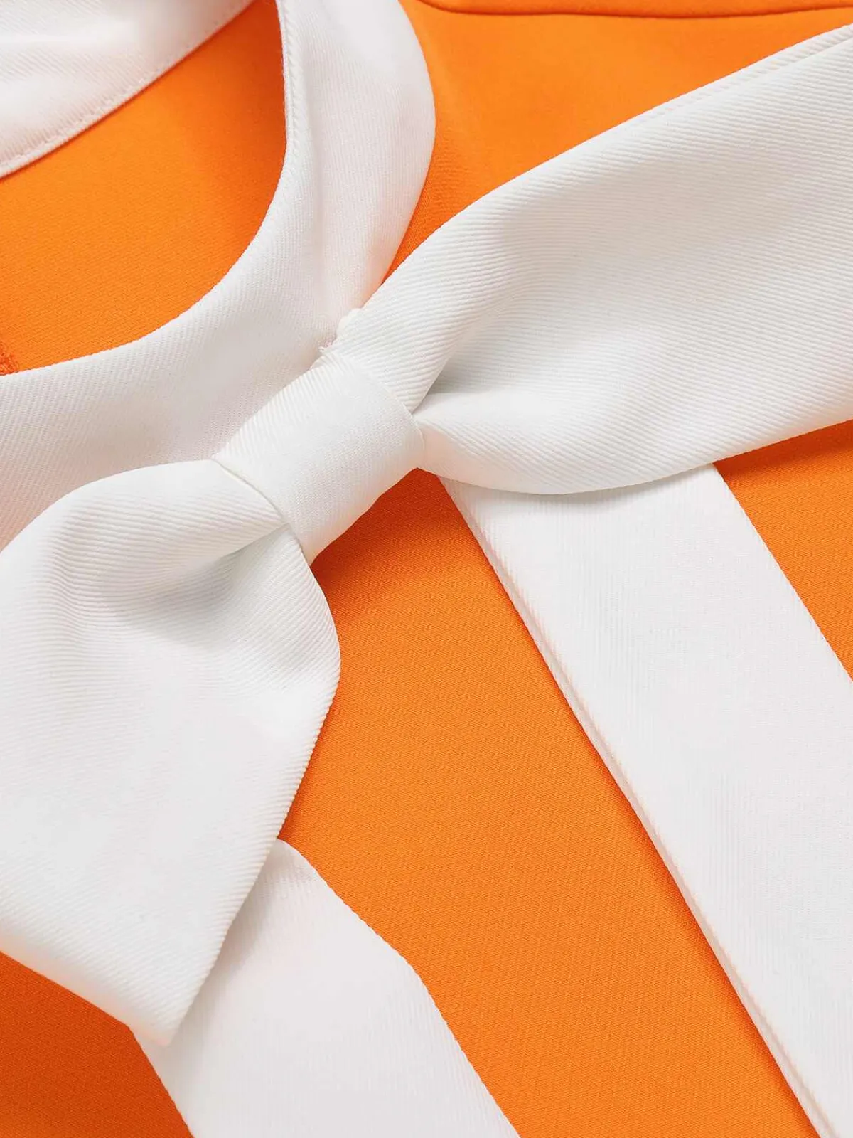 Online Retro Stage [Plus Size] 1960s Bow Patchwork Sleeveless Dress Orange