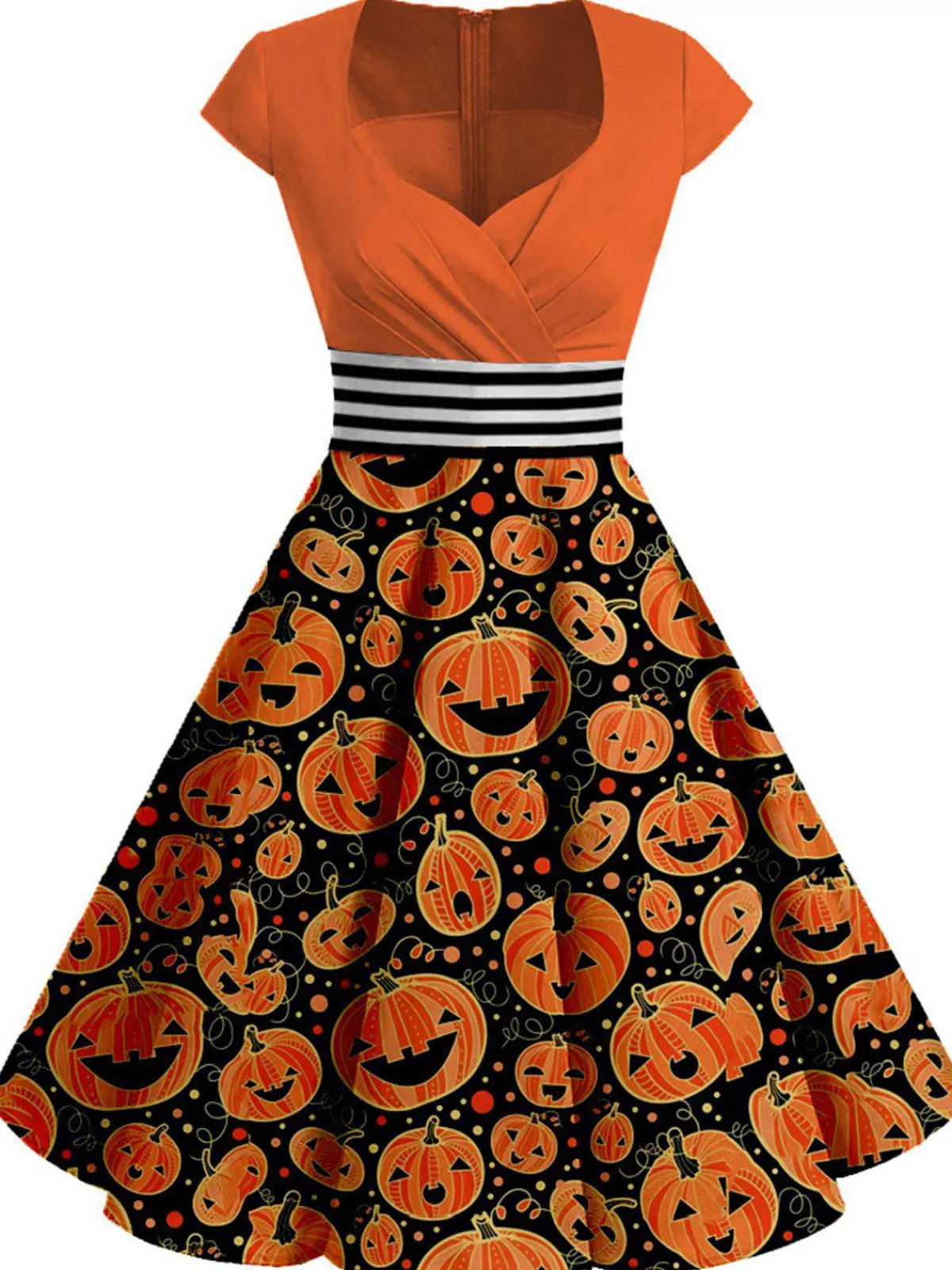 Clearance Retro Stage [Plus Size] 1950s Costume Dress Orange