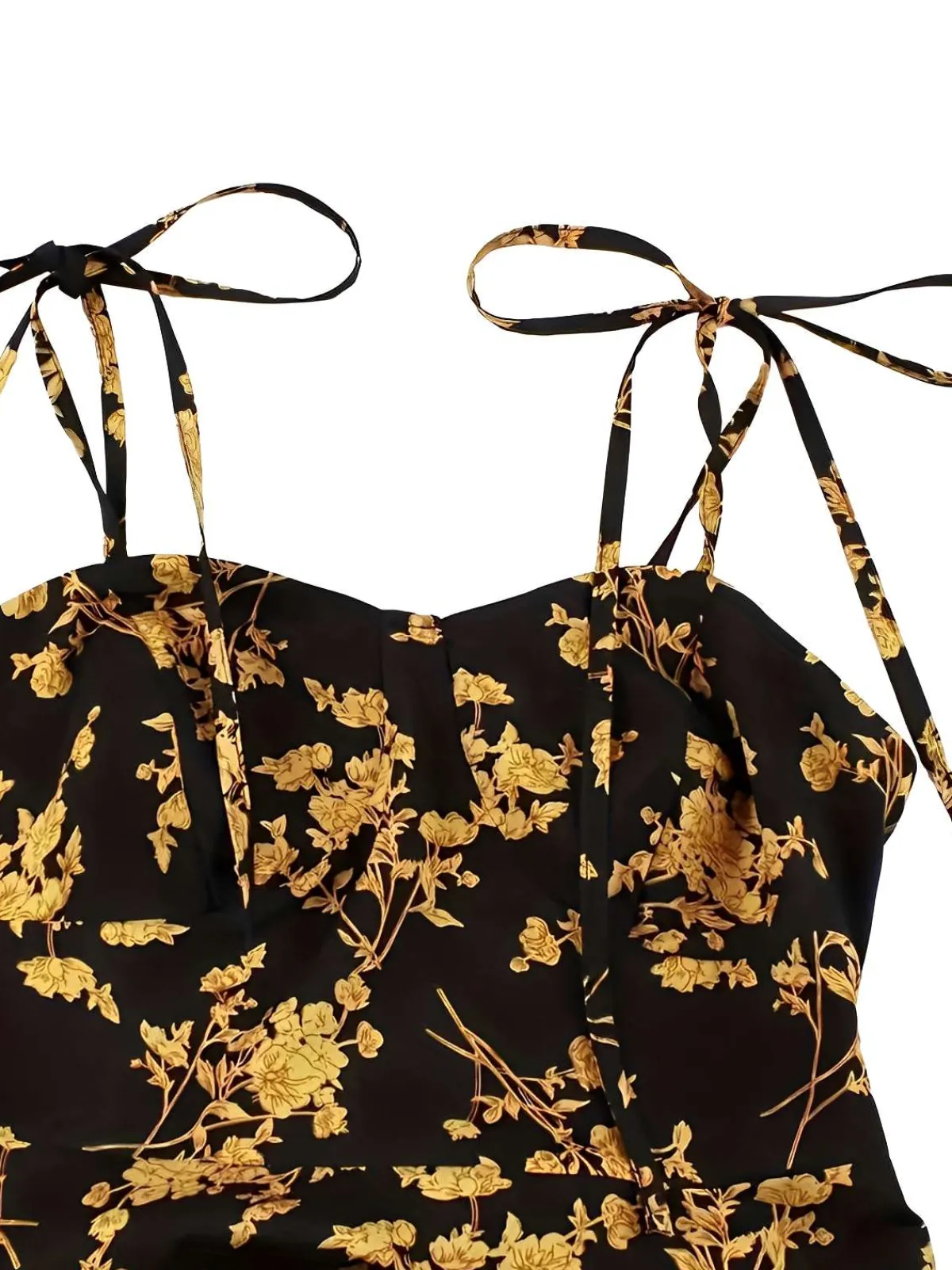 Online Retro Stage [Plus Size] 1940s Ditsy Floral Spaghetti Strap Lace-Up Dress Orange