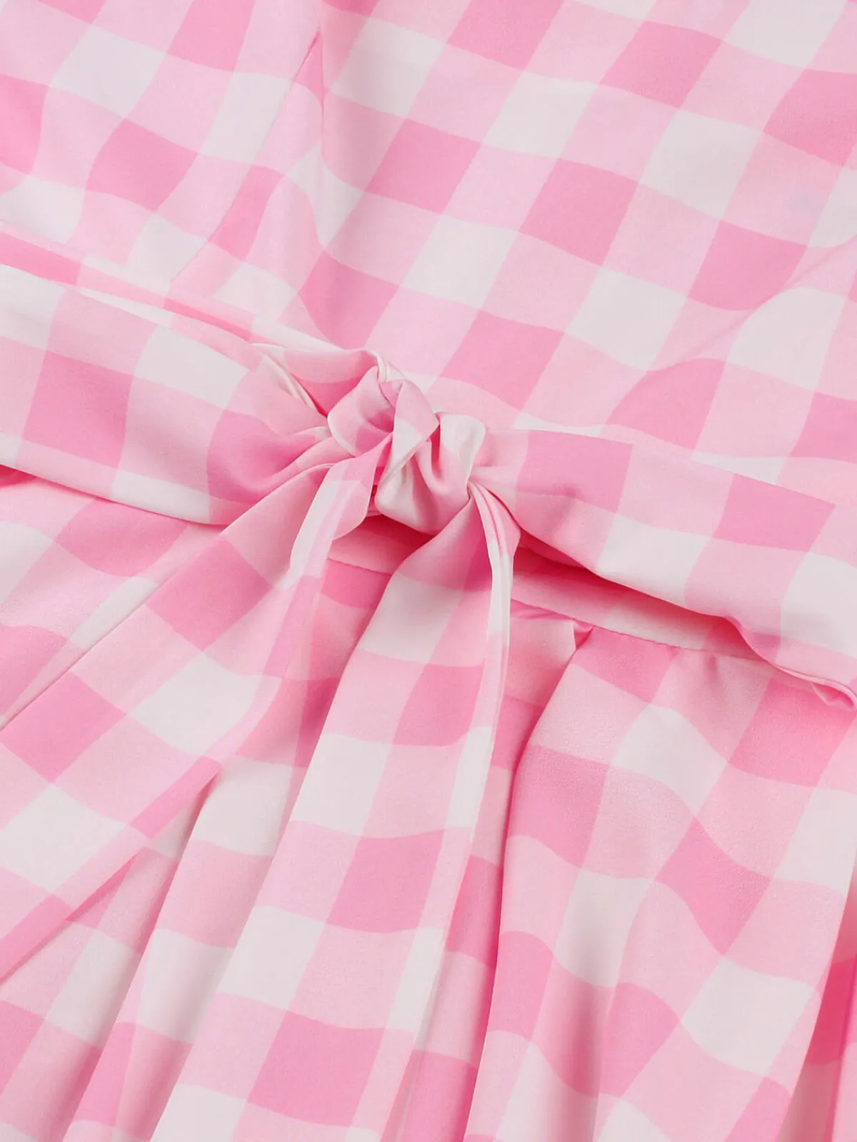 Best Retro Stage [Plus Size] 1950s Plaid Strap Dress Pink