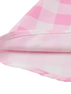 Best Retro Stage [Plus Size] 1950s Plaid Strap Dress Pink