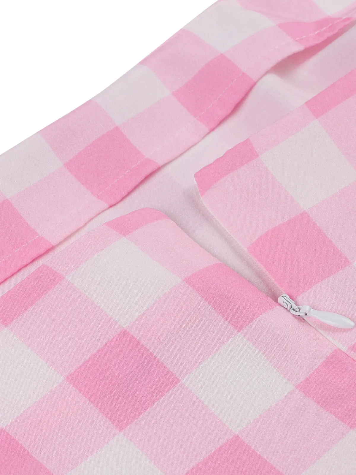 Best Retro Stage [Plus Size] 1950s Plaid Strap Dress Pink