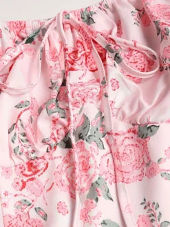 Sale Retro Stage [Plus Size] 1950s Square Neck Floral Dress Pink