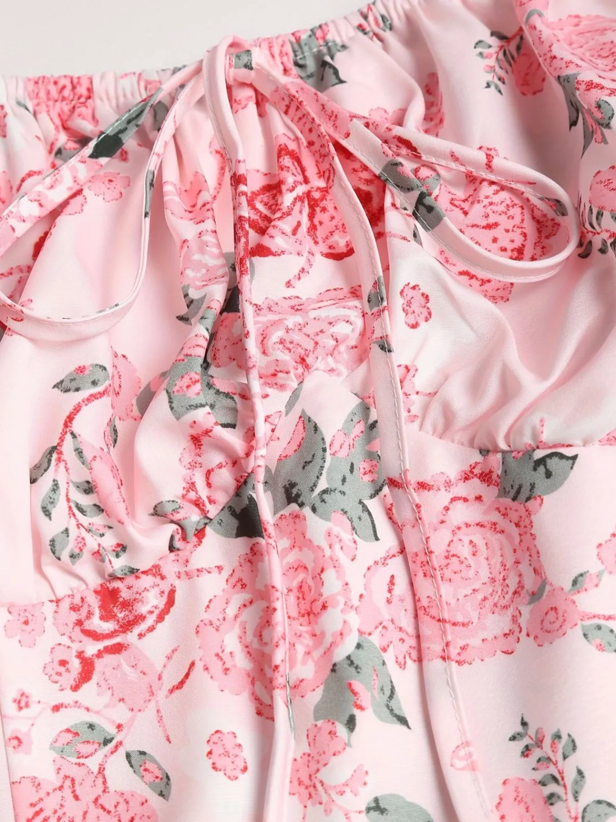 Sale Retro Stage [Plus Size] 1950s Square Neck Floral Dress Pink