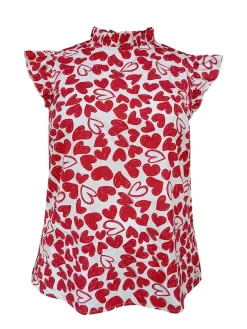 New Retro Stage [Plus Size] 1950s Heart Sleeveless Pull On Top Red