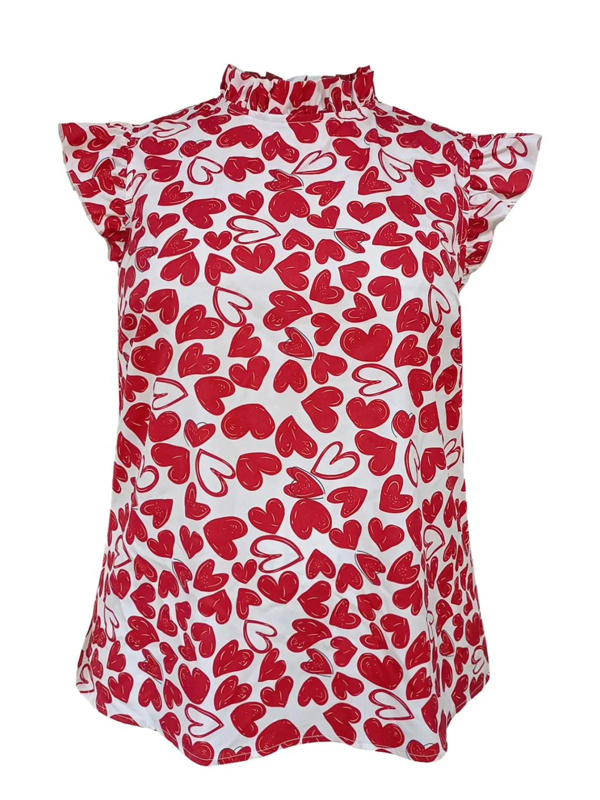 New Retro Stage [Plus Size] 1950s Heart Sleeveless Pull On Top Red