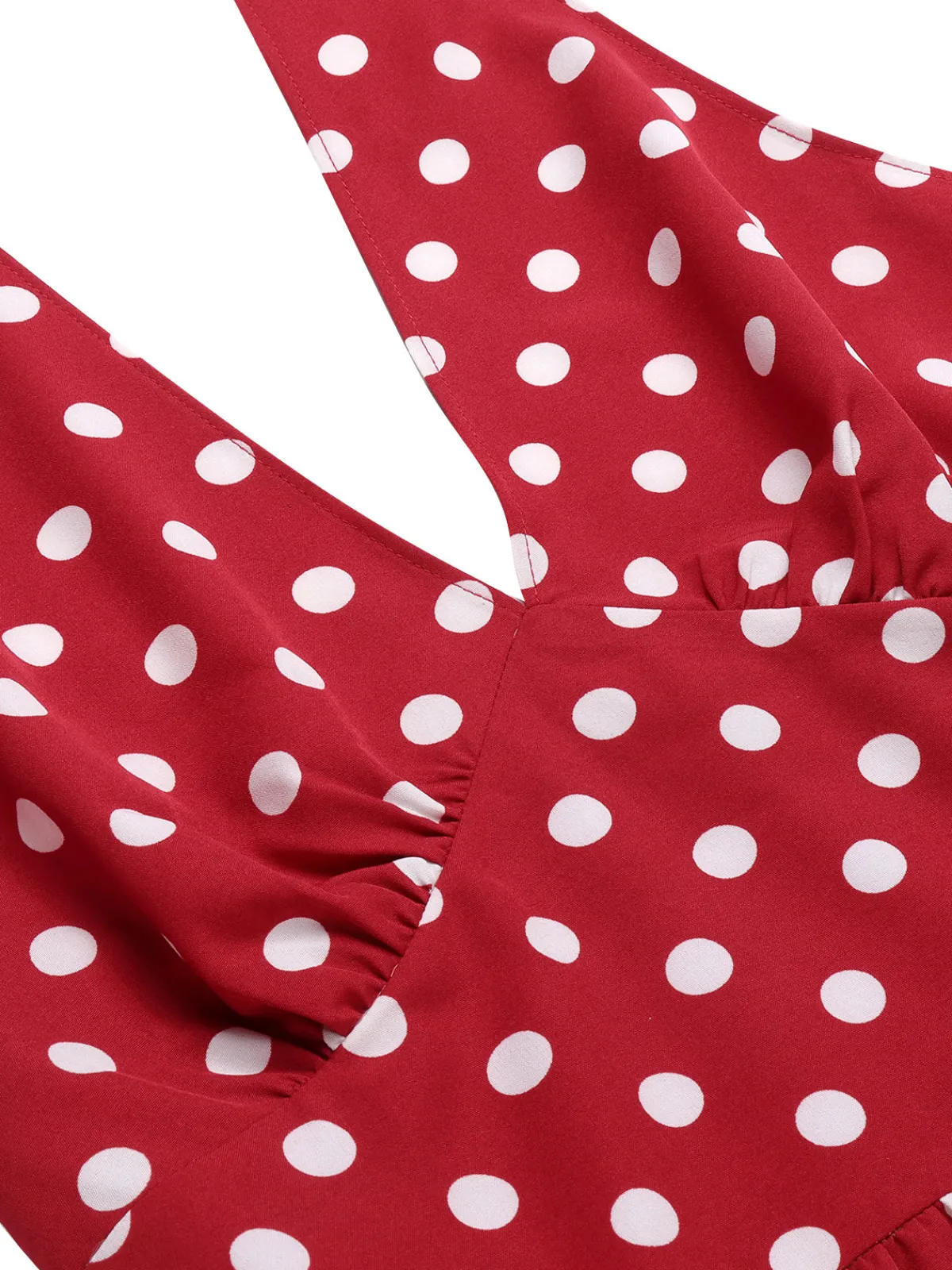 Online Retro Stage [Plus Size] 1950s Polka Dot Halter Dress Red