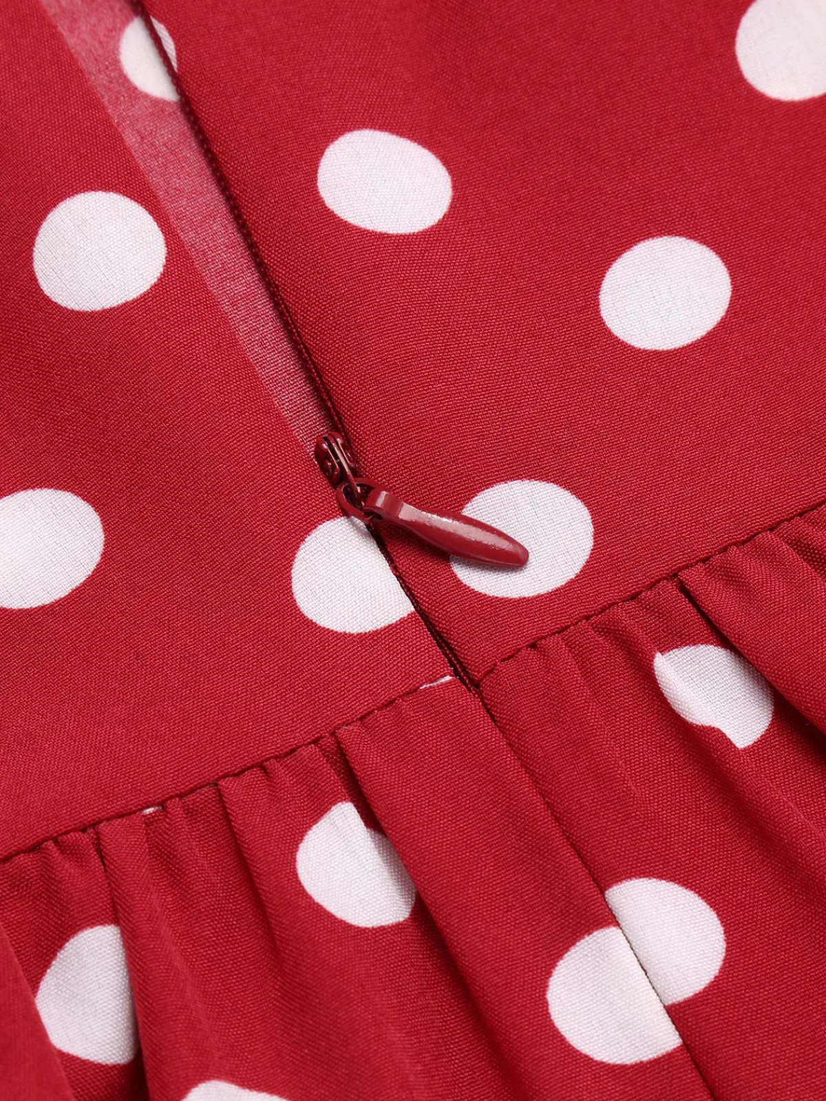 Online Retro Stage [Plus Size] 1950s Polka Dot Halter Dress Red