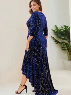 Discount Retro Stage [Plus Size] 1930s Glitter Velvet Mermaid Dress