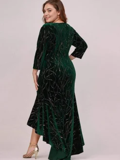 Discount Retro Stage [Plus Size] 1930s Glitter Velvet Mermaid Dress