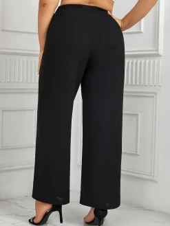 Hot Retro Stage [Plus Size] 1930s High Waisted Double Breasted Suit Pants Black