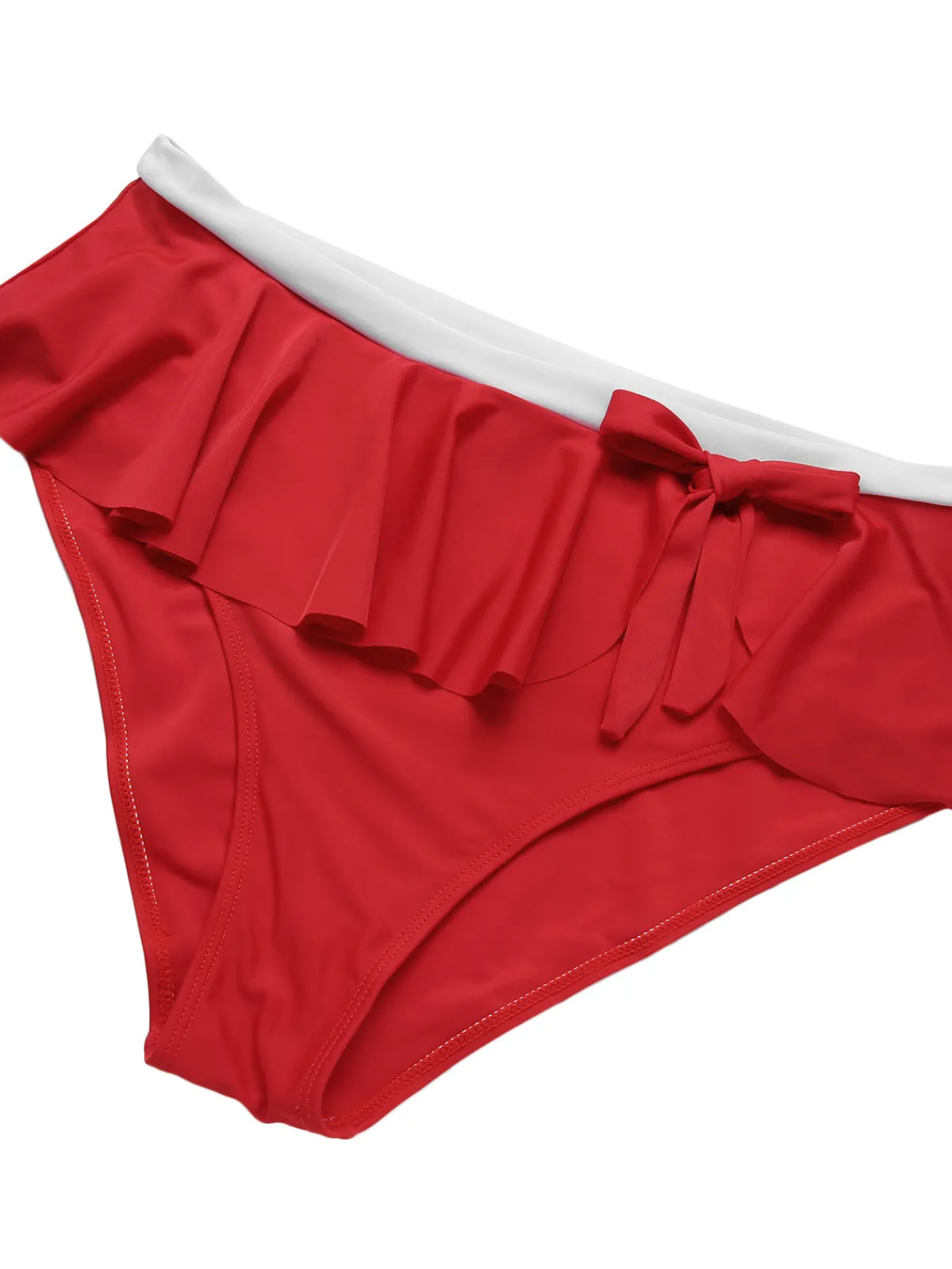 Best Retro Stage [Plus Size] 1930s Polka Dot Suspender Swimsuit Set True Red