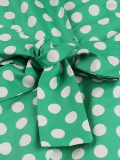 Best Retro Stage [Plus Size] 1950s Polka Dots Waist Tie Lapel Dress