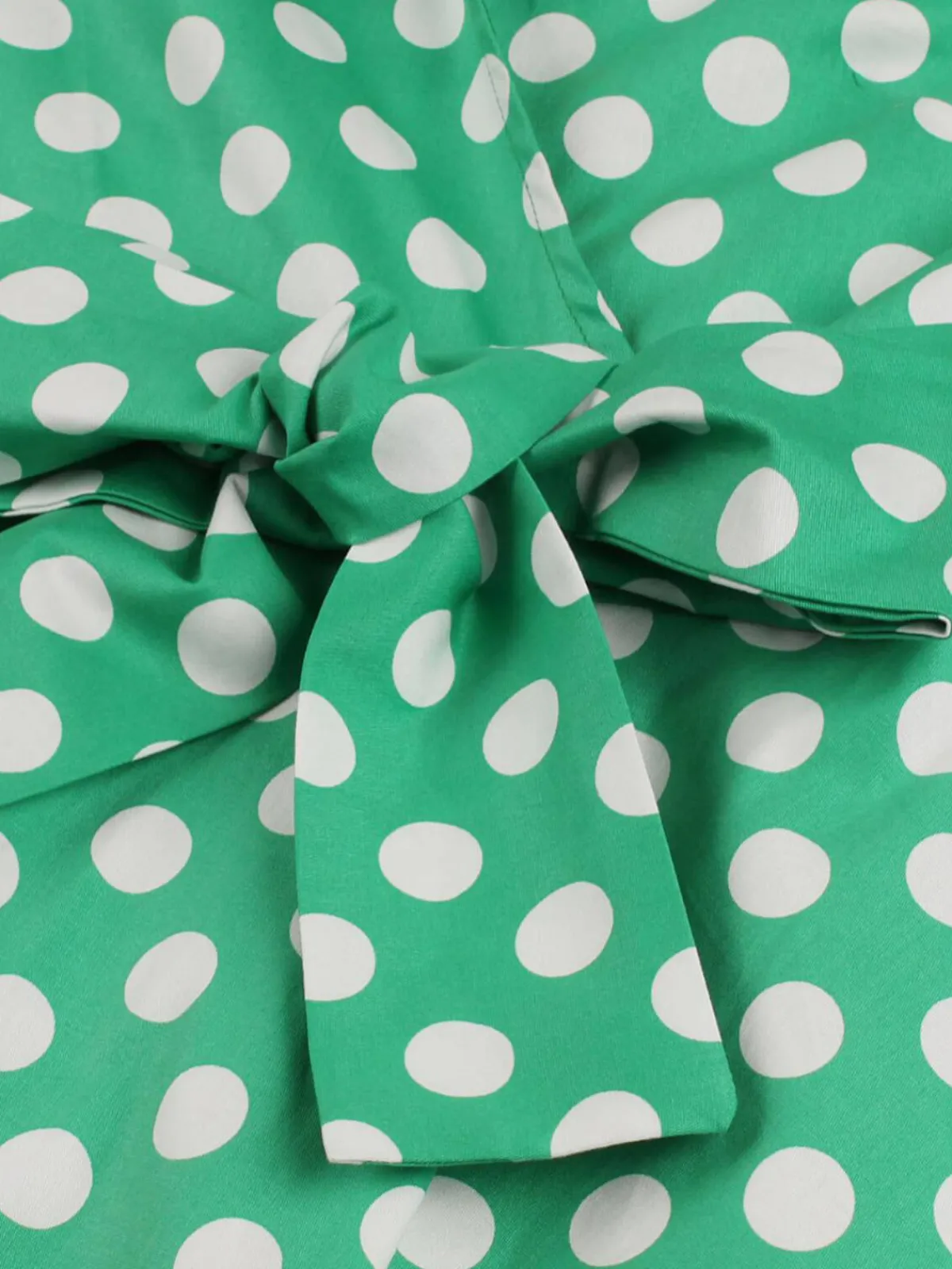 Best Retro Stage [Plus Size] 1950s Polka Dots Waist Tie Lapel Dress