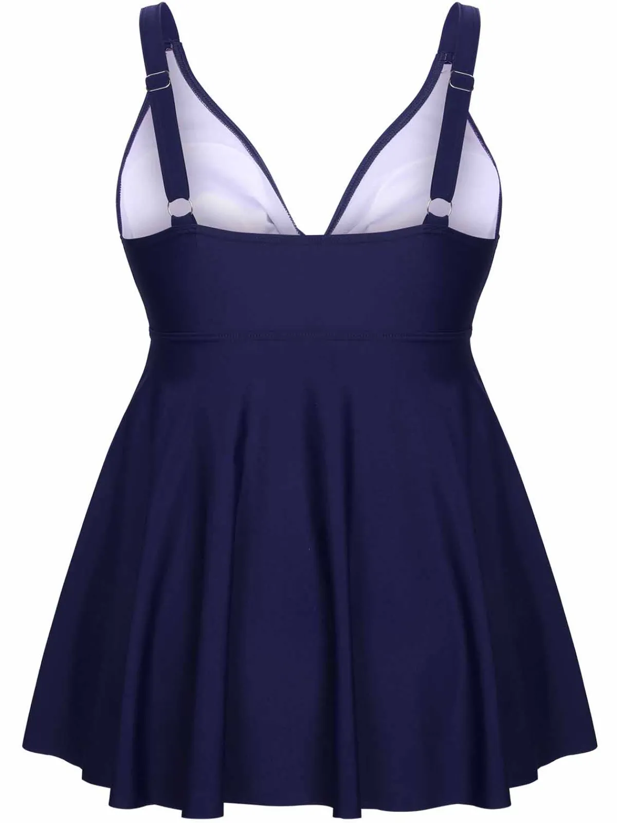 Fashion Retro Stage [Plus Size] 1950s Solid Front Tie Ruffle Swimsuit