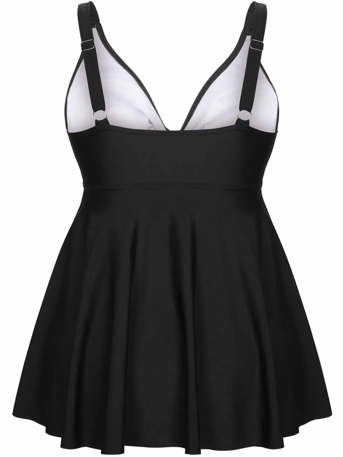 Fashion Retro Stage [Plus Size] 1950s Solid Front Tie Ruffle Swimsuit