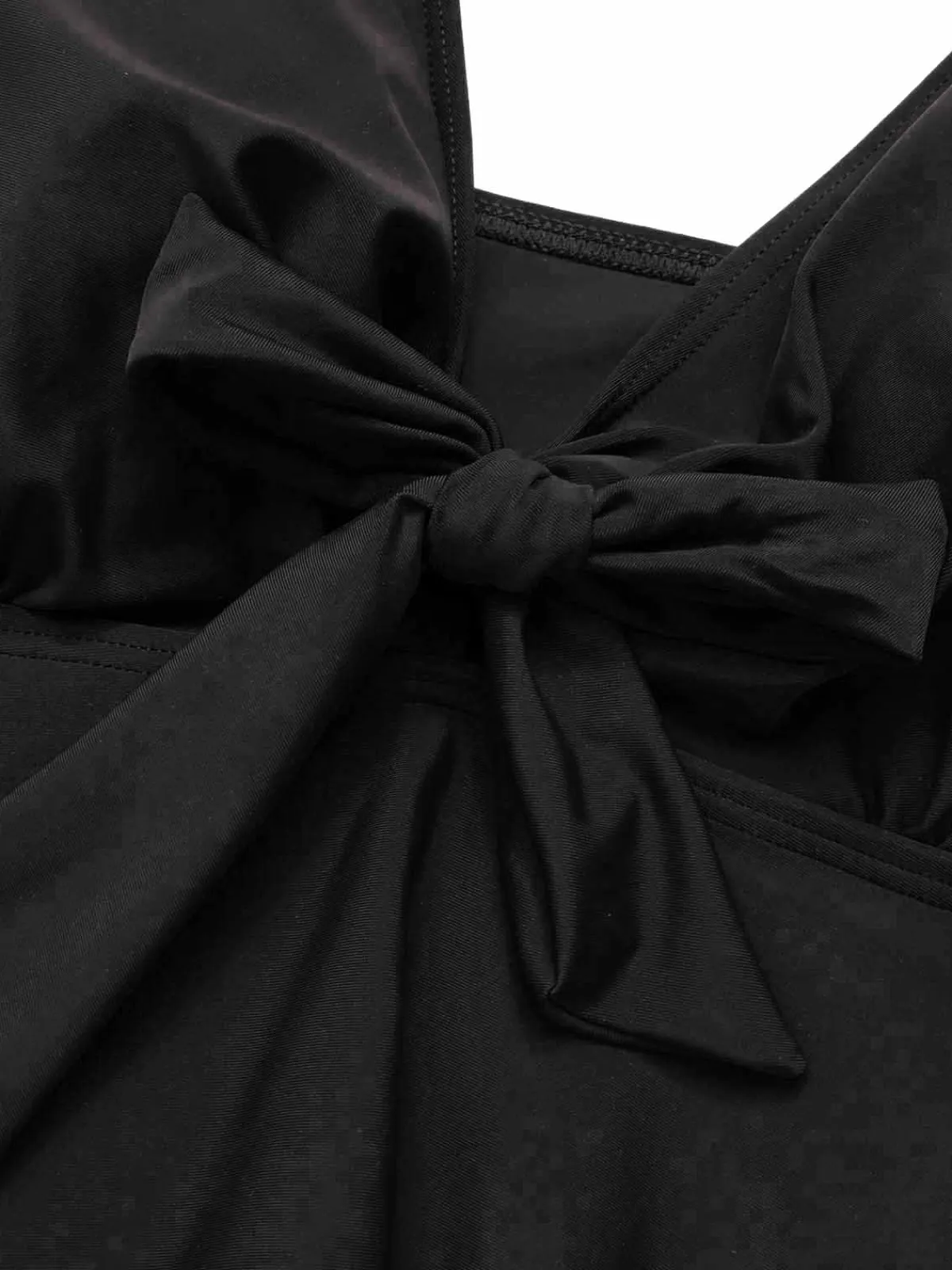 New Retro Stage [Plus Size] 1950s Solid Front Tie Ruffle Swimsuit