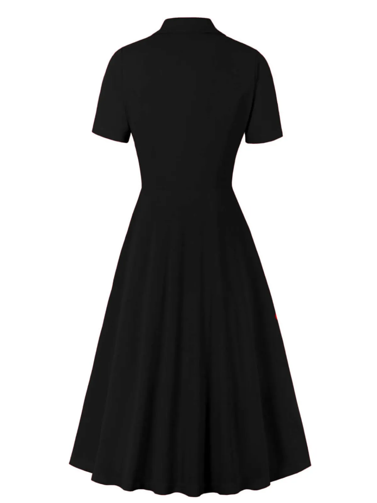 Hot Retro Stage [Plus Size] 1950s Solid Lapel Button Swing Dress