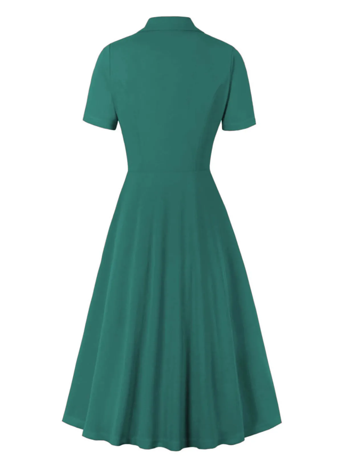 Hot Retro Stage [Plus Size] 1950s Solid Lapel Button Swing Dress
