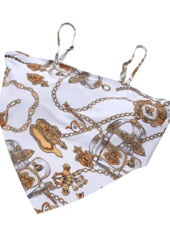 Discount Retro Stage [Plus Size] 1950s Spaghetti Strap Print Swimsuit