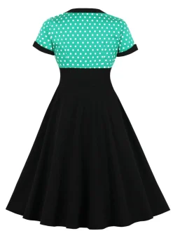 Online Retro Stage [Plus Size] 1950s Square Neck Polka Dot Dress