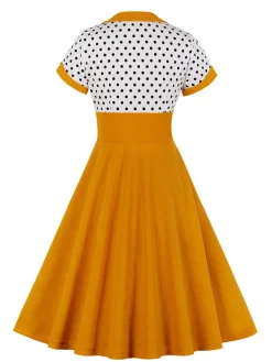 Online Retro Stage [Plus Size] 1950s Square Neck Polka Dot Dress