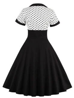Online Retro Stage [Plus Size] 1950s Square Neck Polka Dot Dress