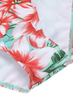 Sale Retro Stage [Plus Size] 1940s Strap Flowers One-Piece Swimsuit