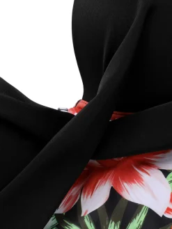 Sale Retro Stage [Plus Size] 1940s Strap Flowers One-Piece Swimsuit