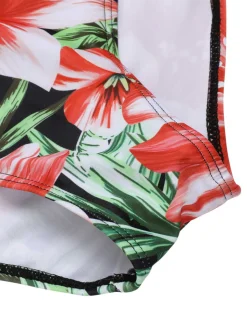 Sale Retro Stage [Plus Size] 1940s Strap Flowers One-Piece Swimsuit