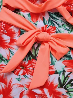 Sale Retro Stage [Plus Size] 1940s Strap Flowers One-Piece Swimsuit